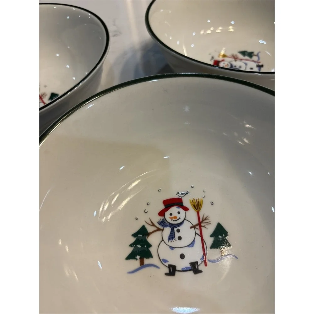 3 - Pfaltzgraff Snow Village Snowman Bowls